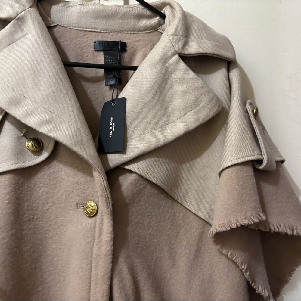NWT!!! Rag & Bone Biscuit trench poncho with Gold Accents
